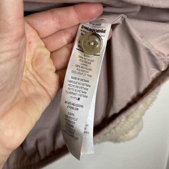 Patagonia Divided Sky Teddy Bear Pile Fleece Beige Full Zip Warm Cozy Jacket M - Picture 3 of 9